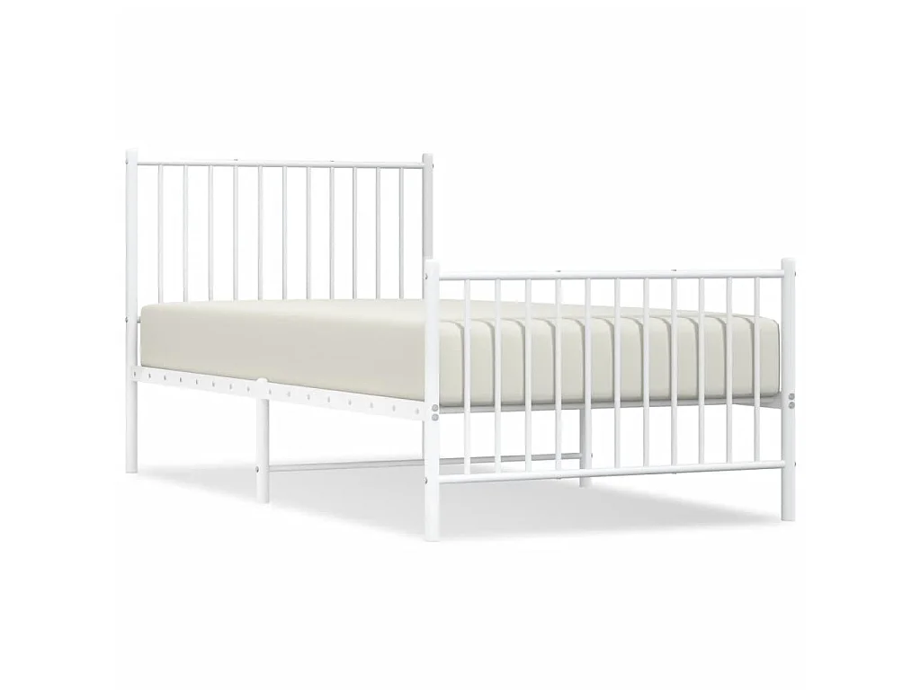Cama com cabeceira e pés 90x190 cm metal branco PT982047