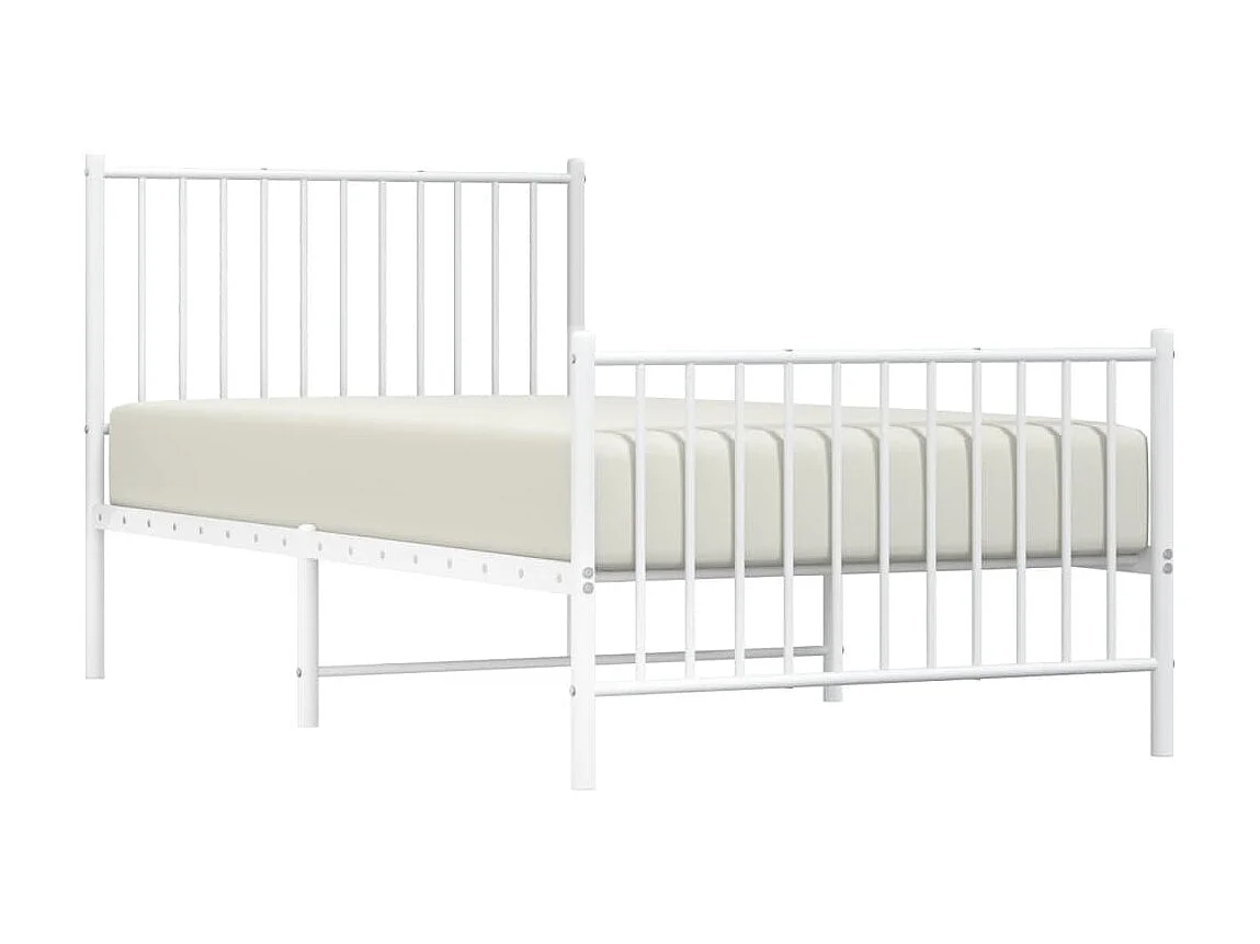 Cama com cabeceira e pés 90x190 cm metal branco PT982047