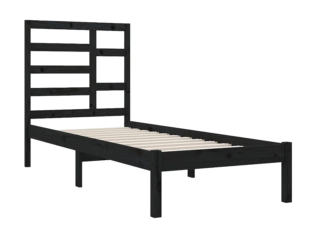 Cama 100x200 cm madeira maciça preto PT847741
