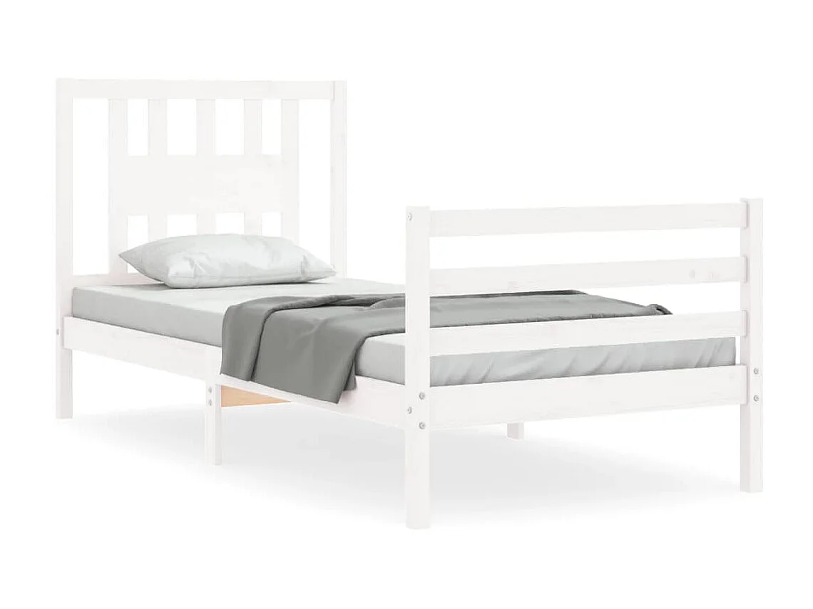 Bedframe met hoofdbord massief hout wit 90x200 cm NL81033
