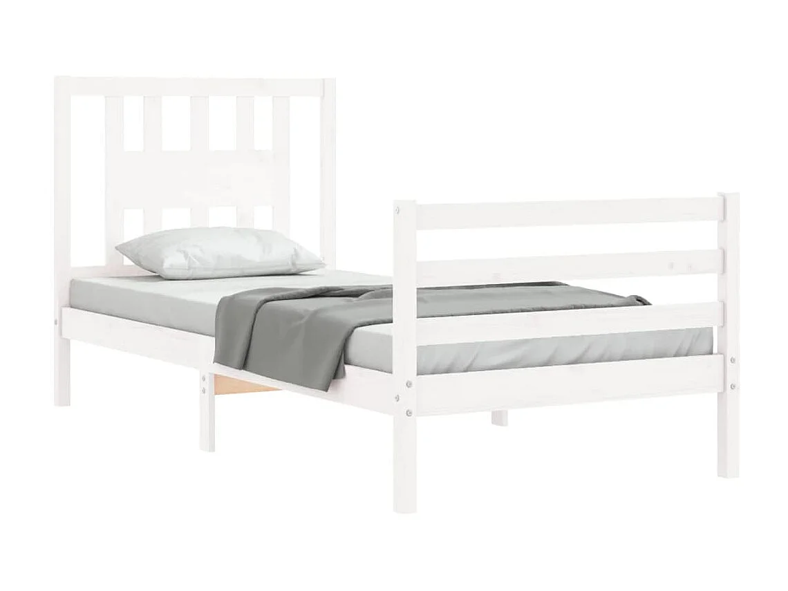 Bedframe met hoofdbord massief hout wit 90x200 cm NL81033