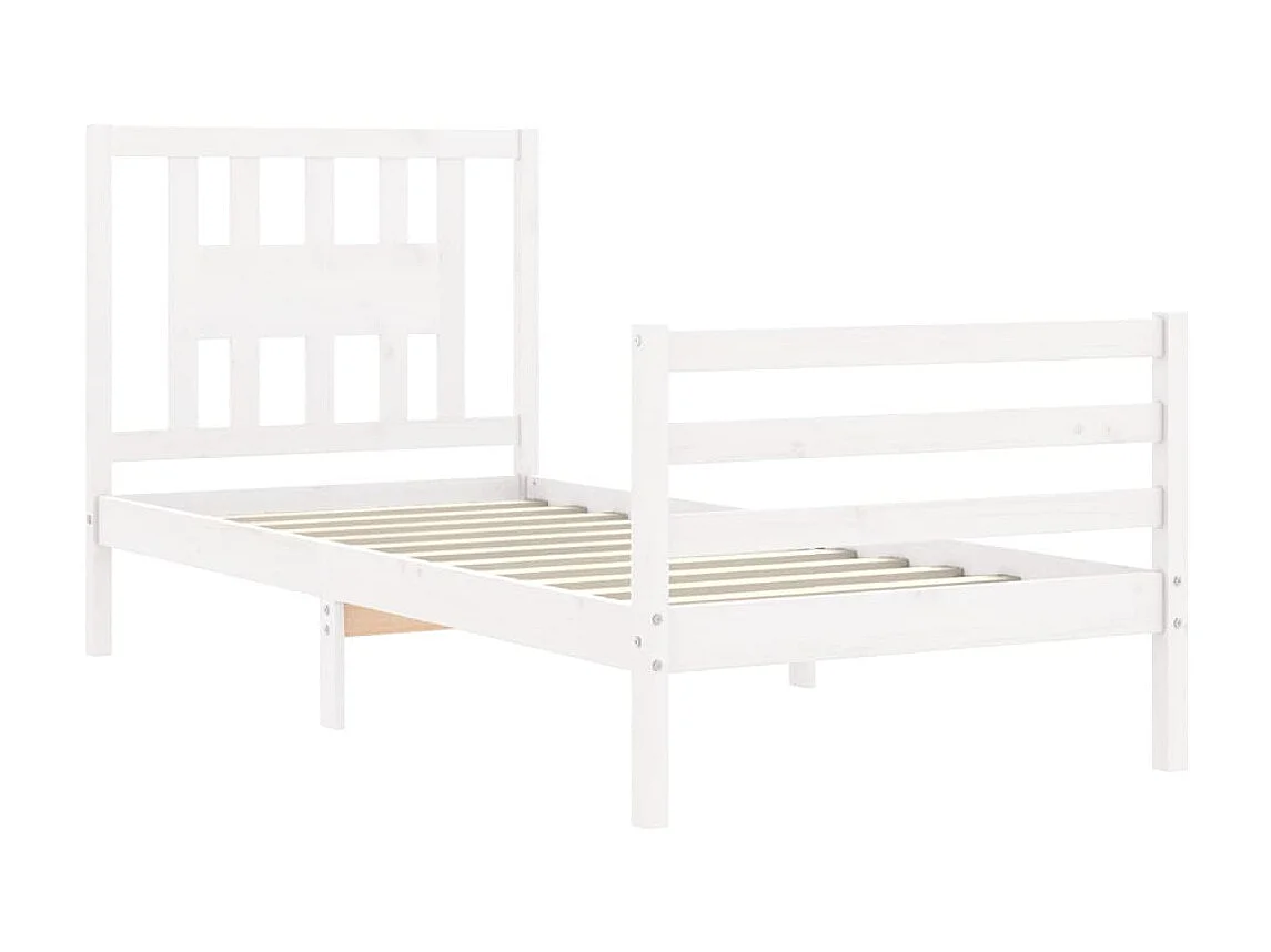 Bedframe met hoofdbord massief hout wit 90x200 cm NL81033