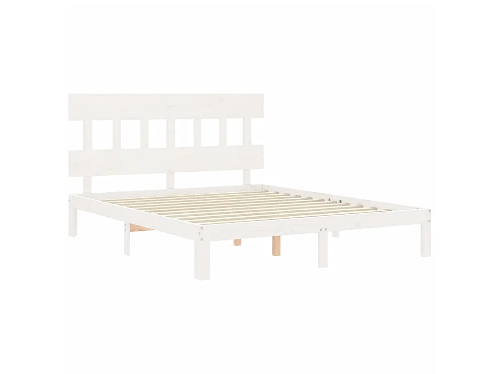 Bedframe met hoofdbord massief hout wit 160x200 cm NL18741