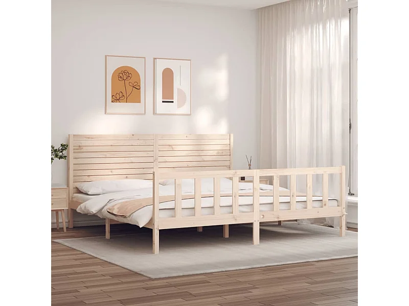 Lit-180x200 cm avec tête de lit super king bois massif EGGB84689