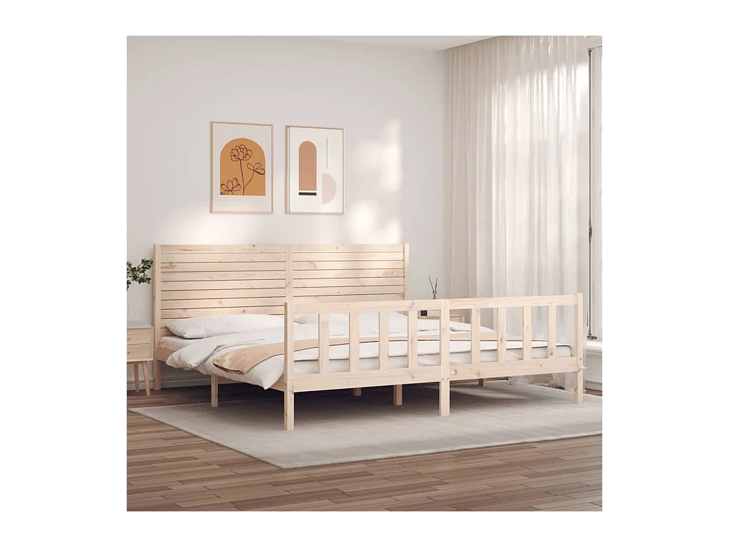 Lit-180x200 cm avec tête de lit super king bois massif EGGB84689