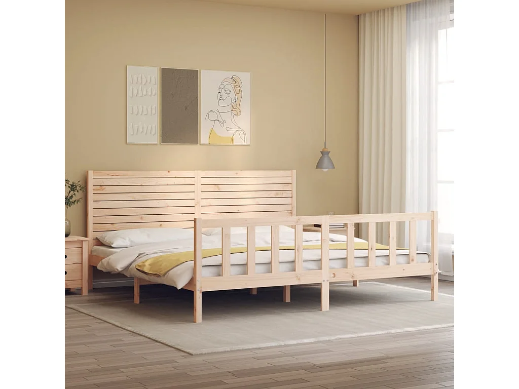Lit-180x200 cm avec tête de lit super king bois massif EGGB84689