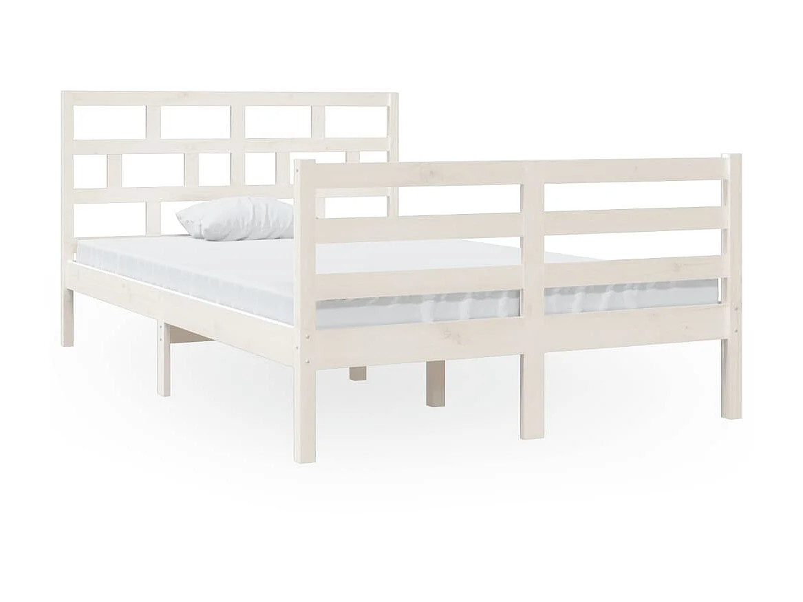 Lit-120x200 cm Blanc Bois de pin massif EGGB11661