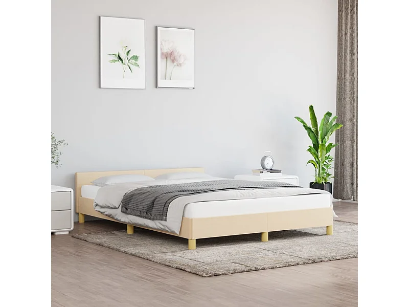 Cama c/ cabeceira 140x200 cm tecido cor creme PT689682