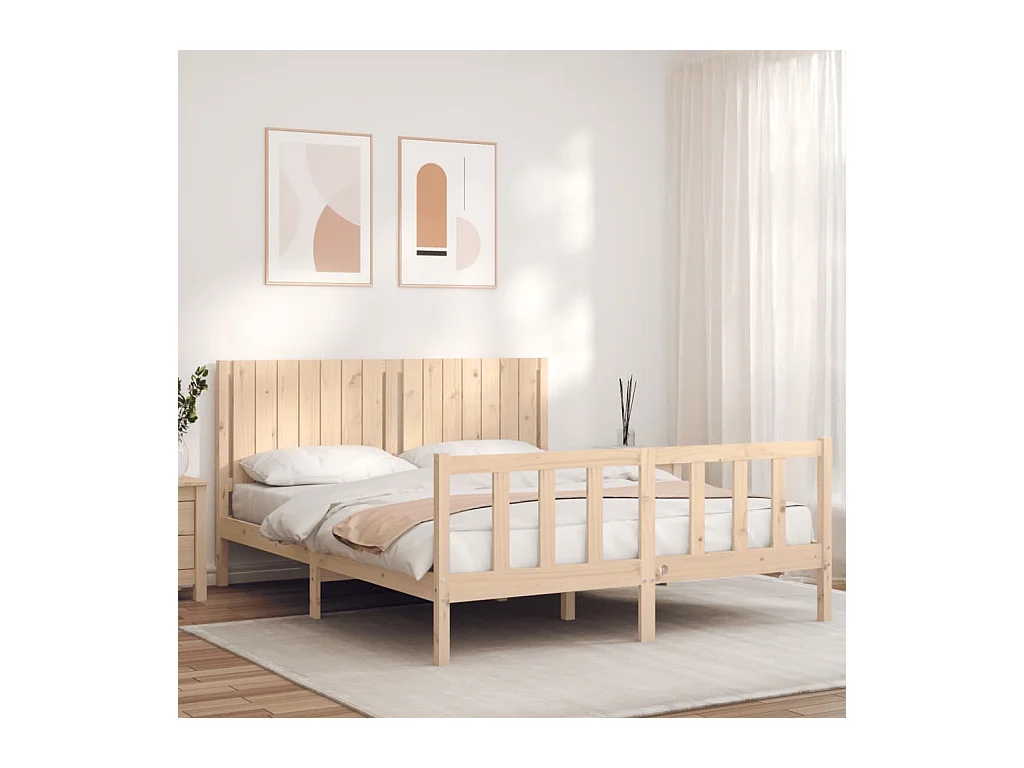 Lit-160x200 cm avec tête de lit bois massif EGGB67030