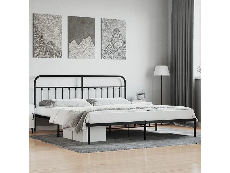 Cama com cabeceira 200x200 cm metal preto PT384839