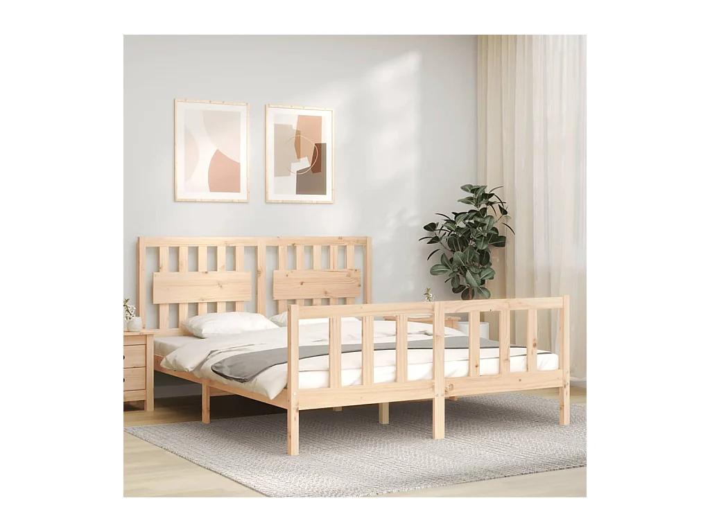 Lit-160x200 cm avec tête de lit bois massif EGGB11762