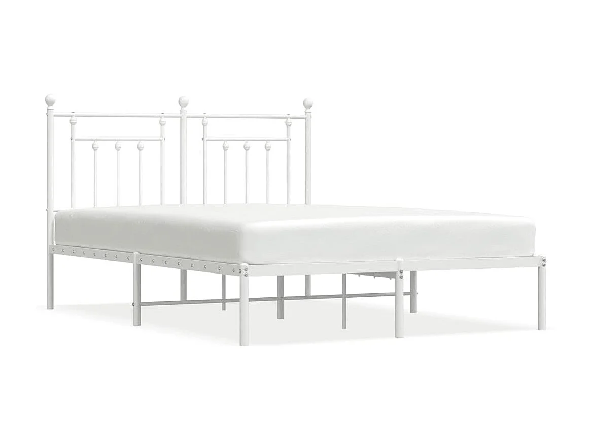 Lit-150x200 cm métal avec tête de lit blanc EGGB17090