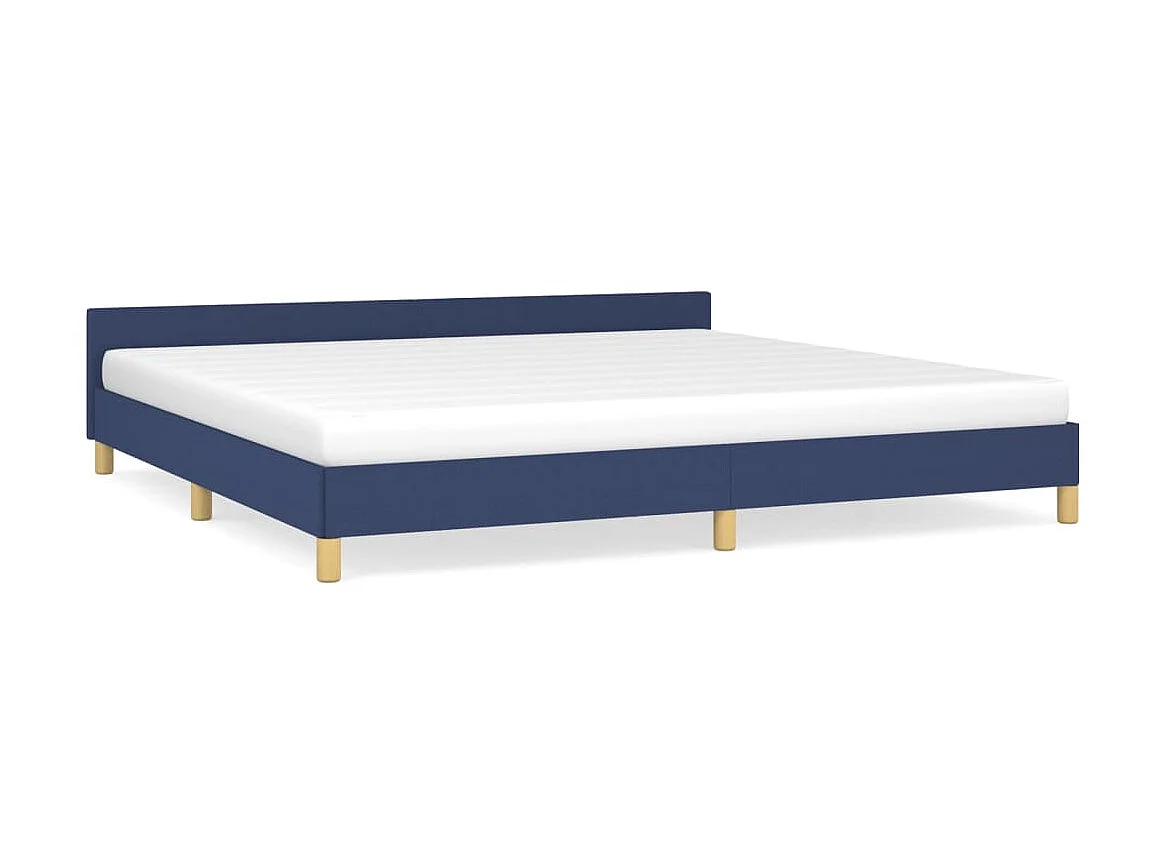 Cama 200x200 cm con cabecero de tela azul ES54611
