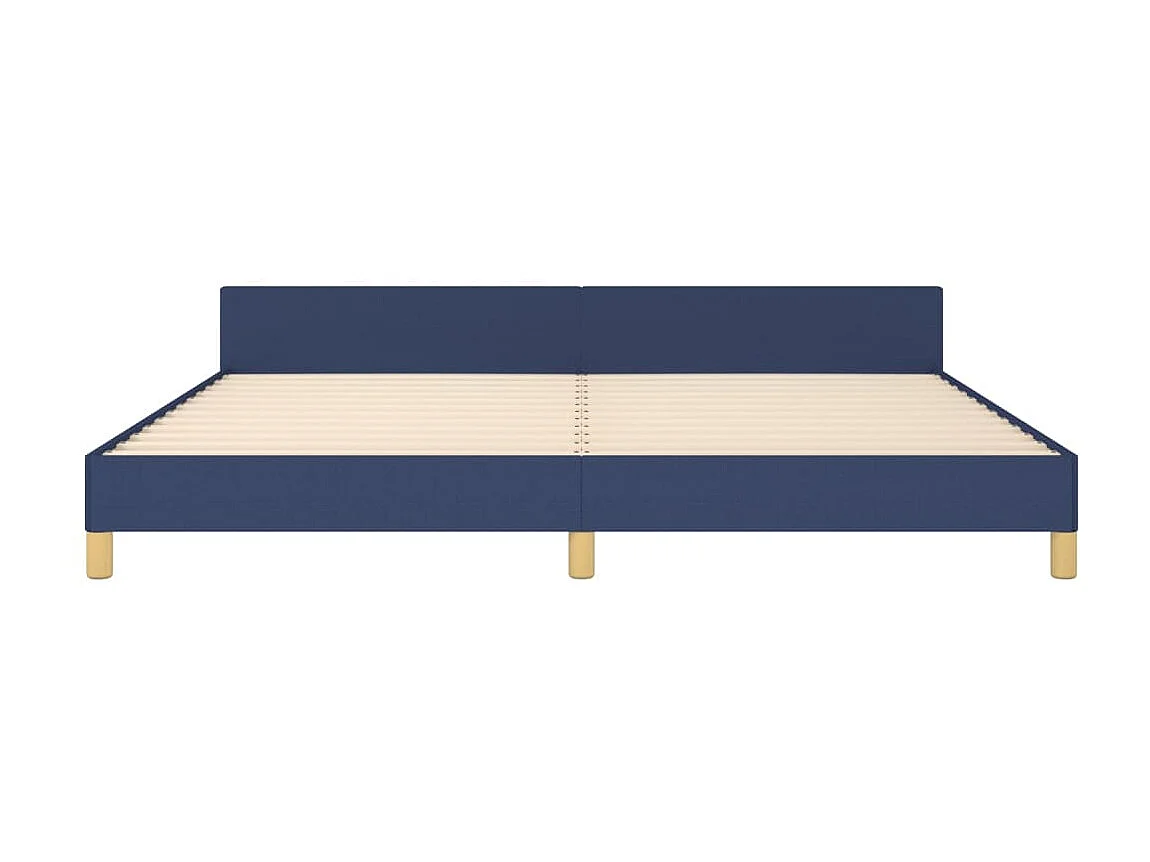 Cama 200x200 cm con cabecero de tela azul ES54611