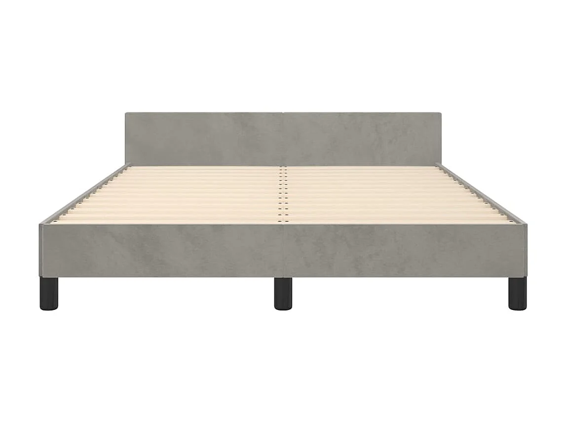 Cama c/ cabeceira 140x200 cm veludo cinzento-claro PT696029