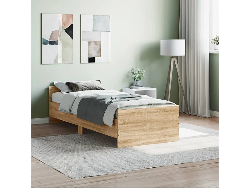 Cama 75x190 cm madera de ingeniería Sonoma roble ES62747