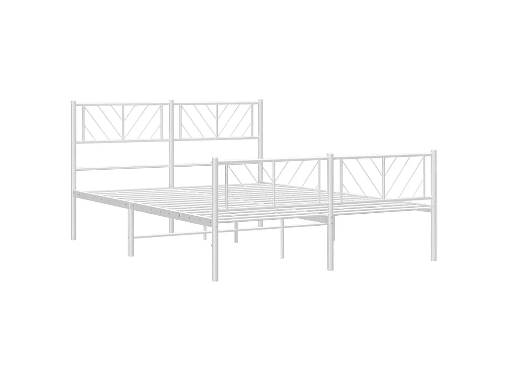 Lit-140x190 cm métal avec tête de lit/pied de lit blanc EGGB72866