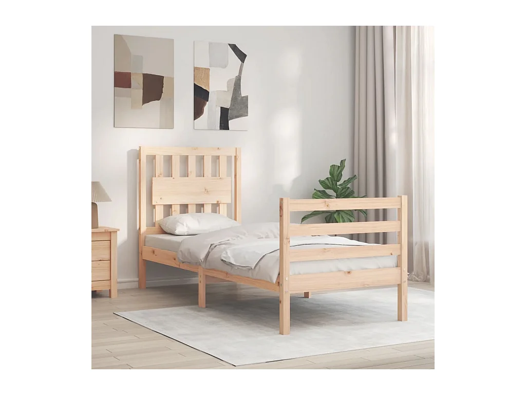 Cama 75x190 cm individual con cabecero madera maciza ES42264