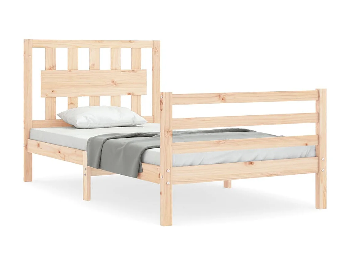 Lit-75x190 cm avec tête de lit petit simple bois massif EGGB96070