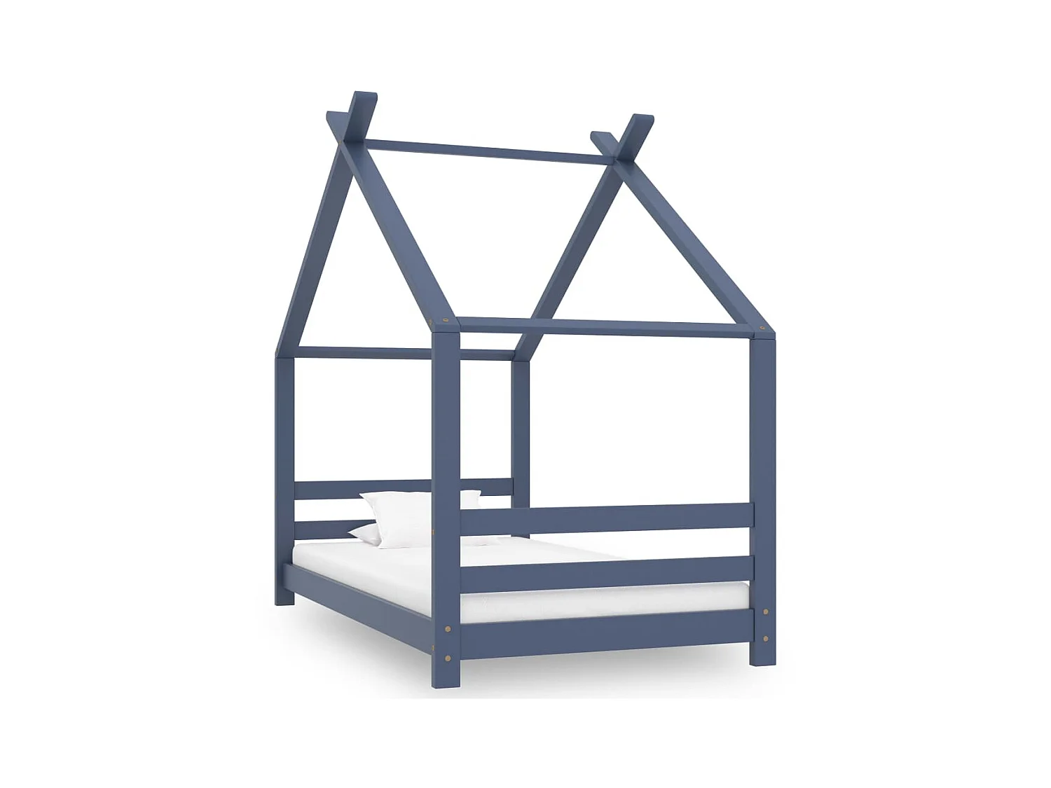 Lit-80x160 cm d'enfant Gris Bois de pin massif EGGB50527