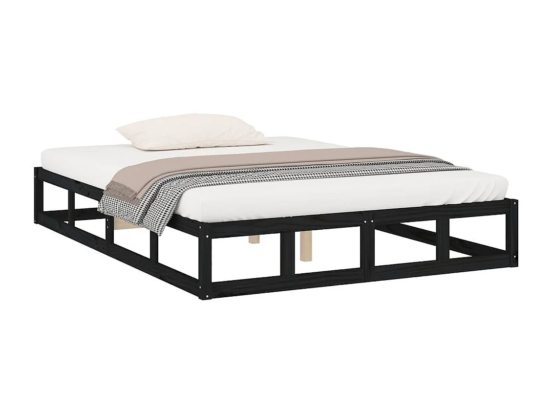 Lit-180x200 cm Noir Super King Bois massif EGGB14410