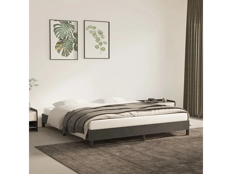 Cama 180x200 cm de terciopelo gris oscuro ES66538