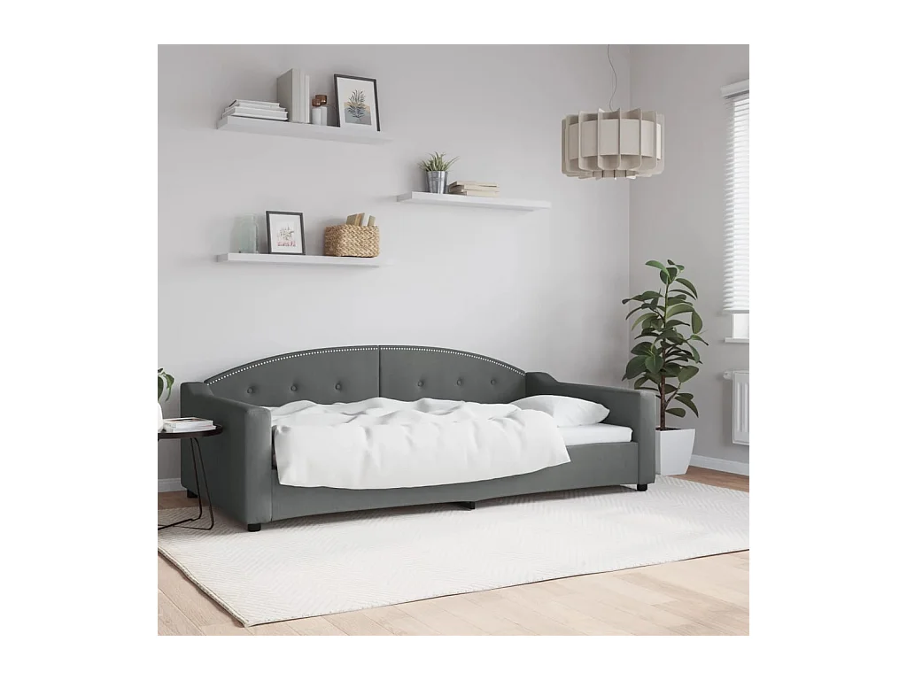 Lit-100x200 cm de repos gris foncé tissu EGGB31551