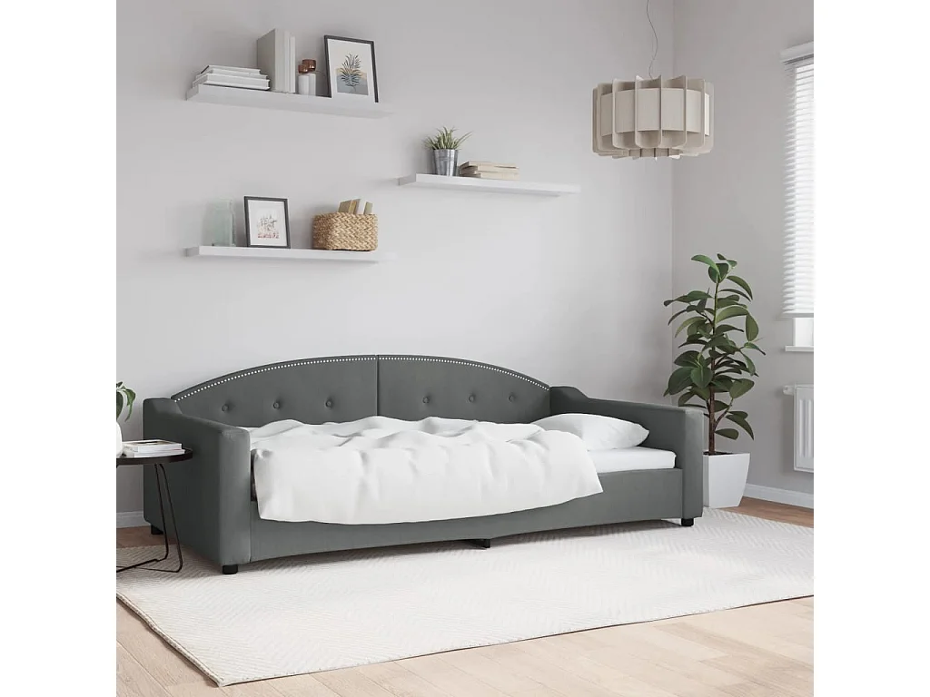Sofá-cama 100x200 cm tecido cinzento-escuro PT465573