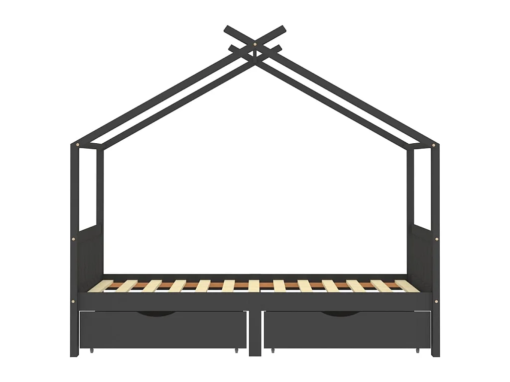 Kinderbedframe met lades grenenhout donkergrijs 90x200 cm NL29796