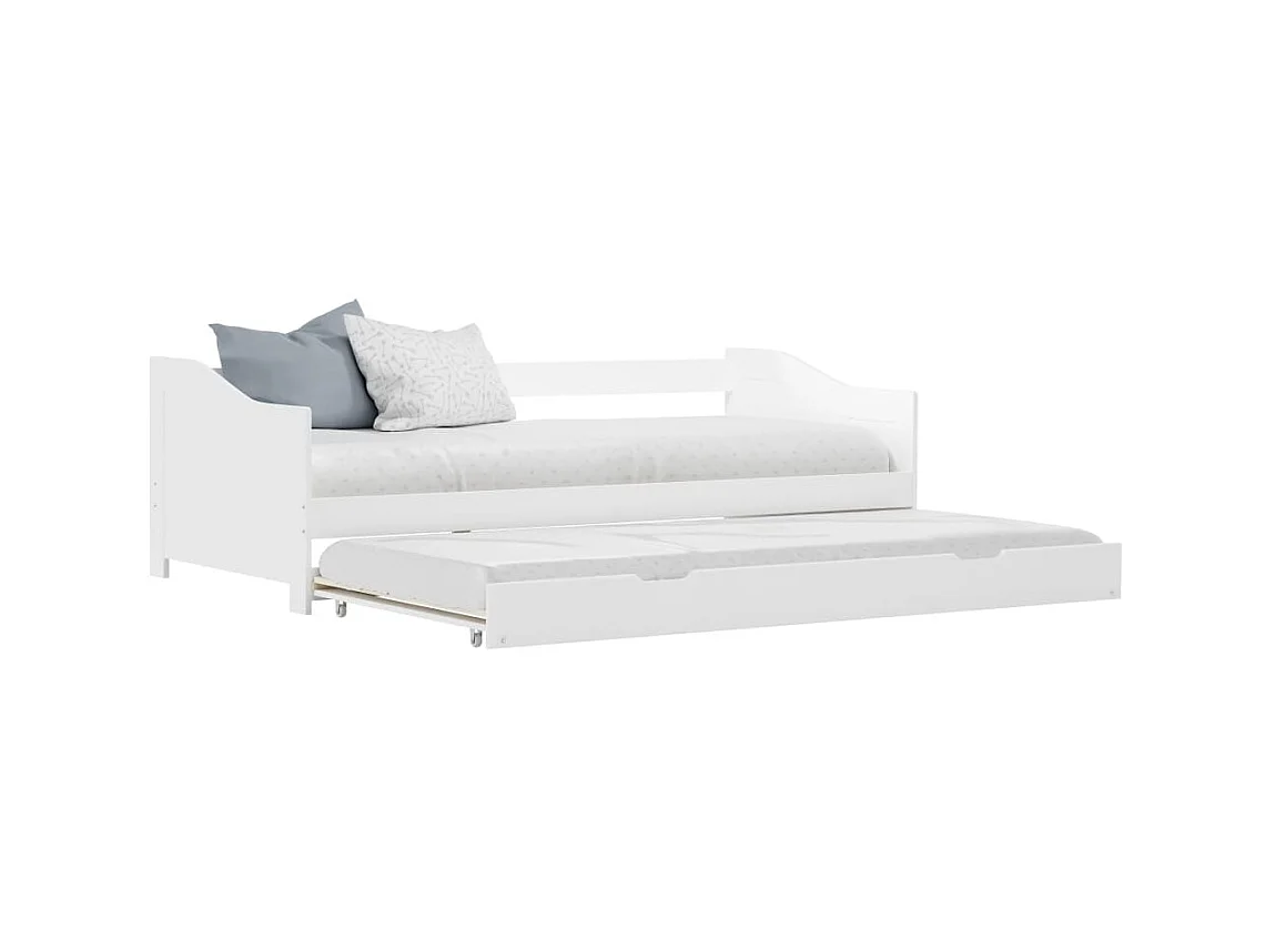 Lit-90x200 cm extensible Blanc Bois de pin EGGB58529