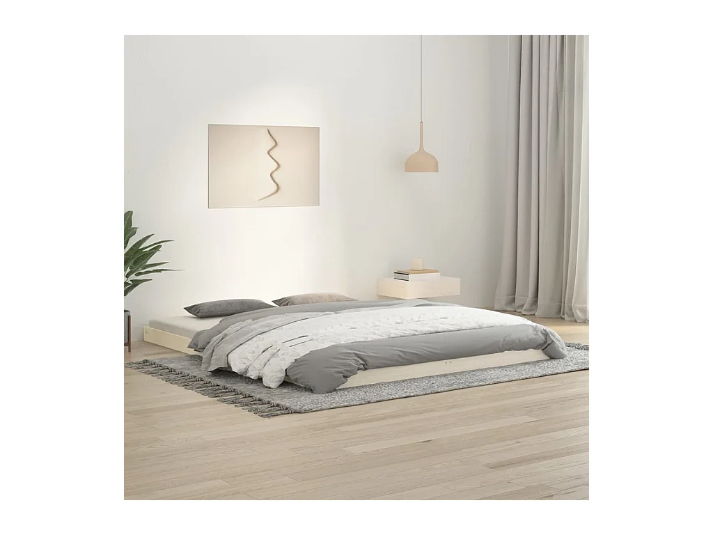 Lit-160x200 cm blanc bois de pin massif EGGB93669