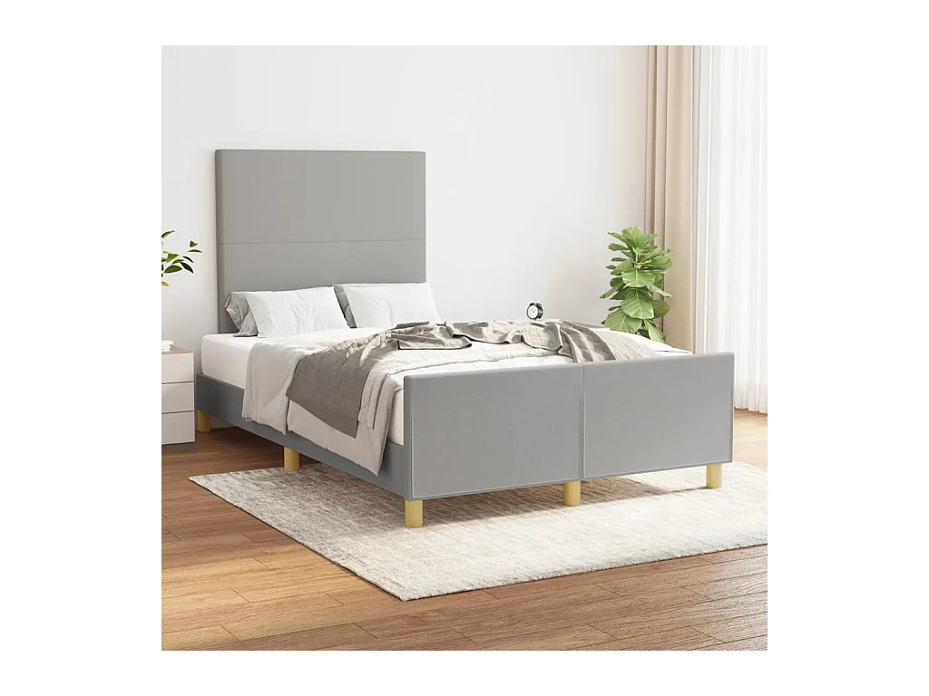 Lit-120x200 cm avec tête de lit Gris clair Tissu EGGB87659