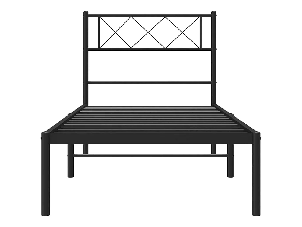 Lit-90x190 cm métal avec tête de lit noir EGGB59016