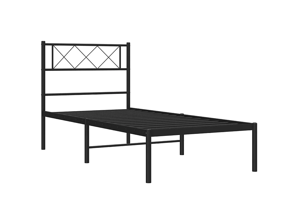 Lit-90x190 cm métal avec tête de lit noir EGGB59016