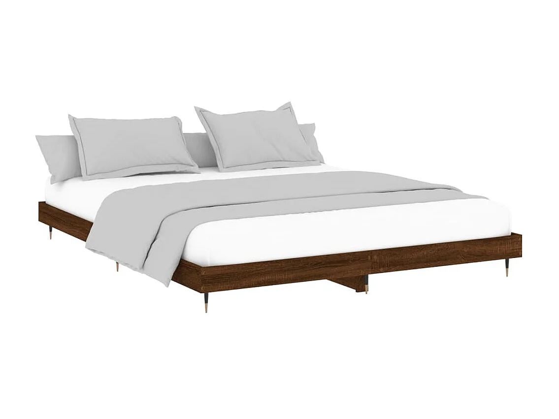 Cama 200x200cm derivados madeira carvalho castanho PT123511