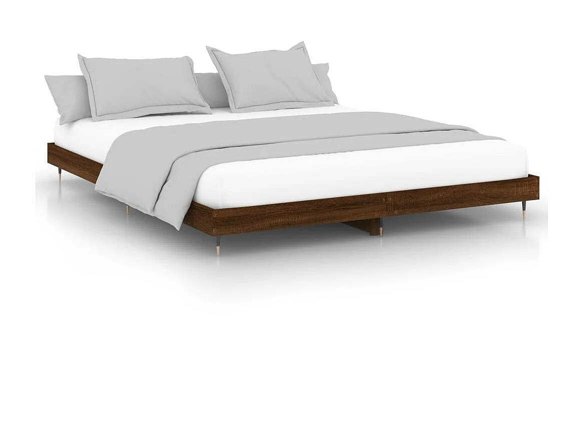 Cama 200x200 cm madera de ingeniería marrón roble ES18074