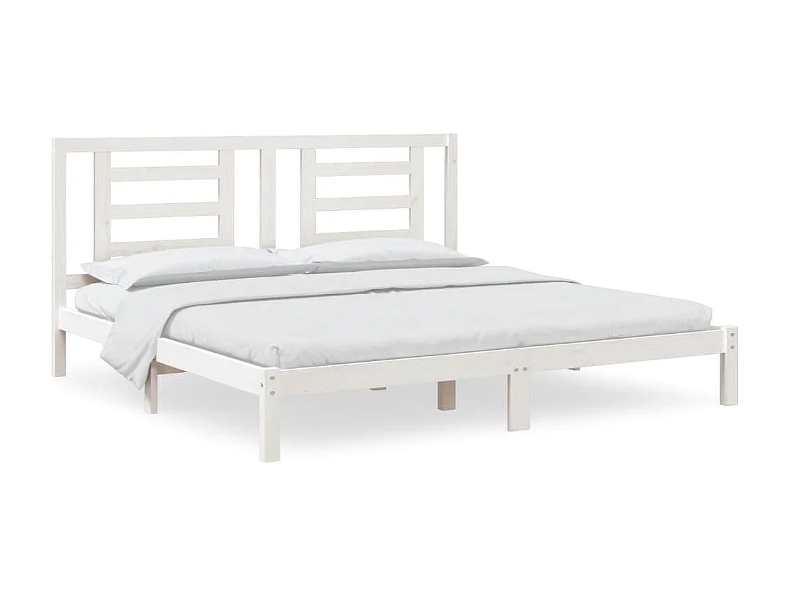 Lit-200x200 cm Blanc Bois de pin massif EGGB62869