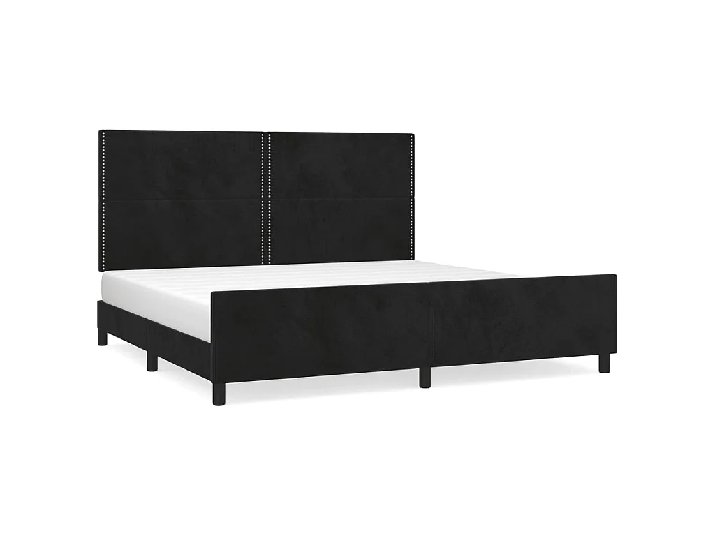 Cama c/ cabeceira 200x200 cm veludo preto PT734163