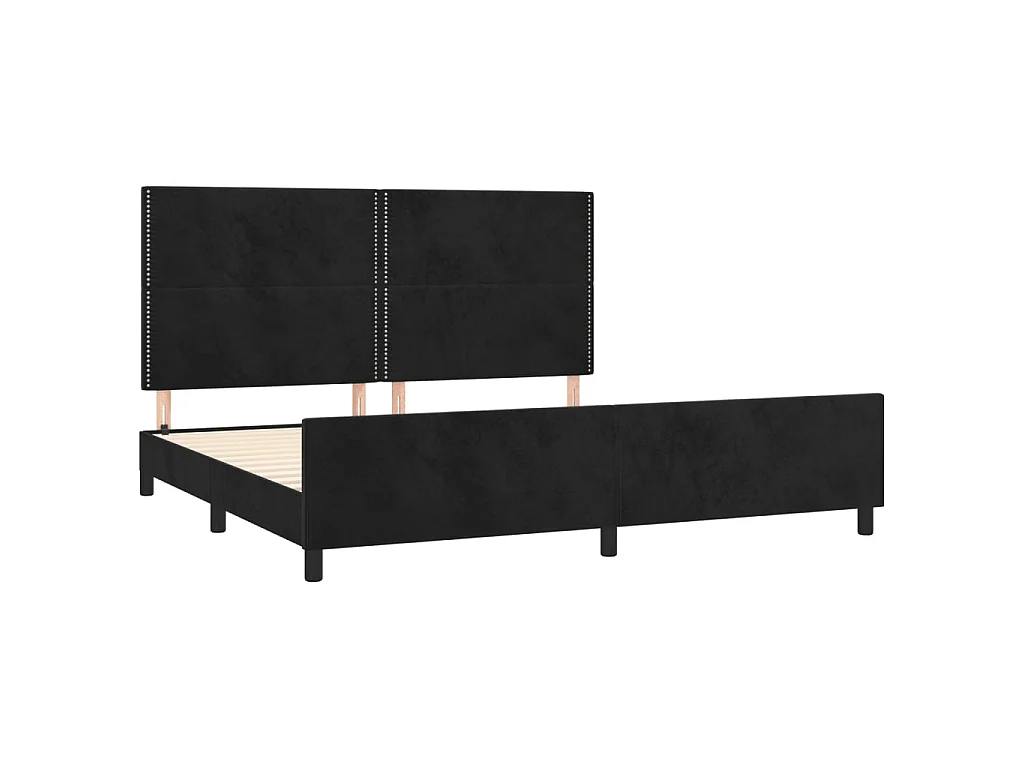 Cama c/ cabeceira 200x200 cm veludo preto PT734163