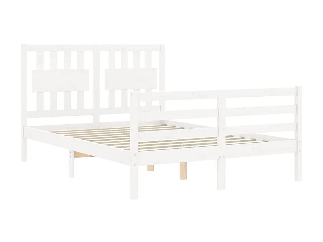 Lit-140x200 cm avec tête de lit blanc bois massif EGGB90601