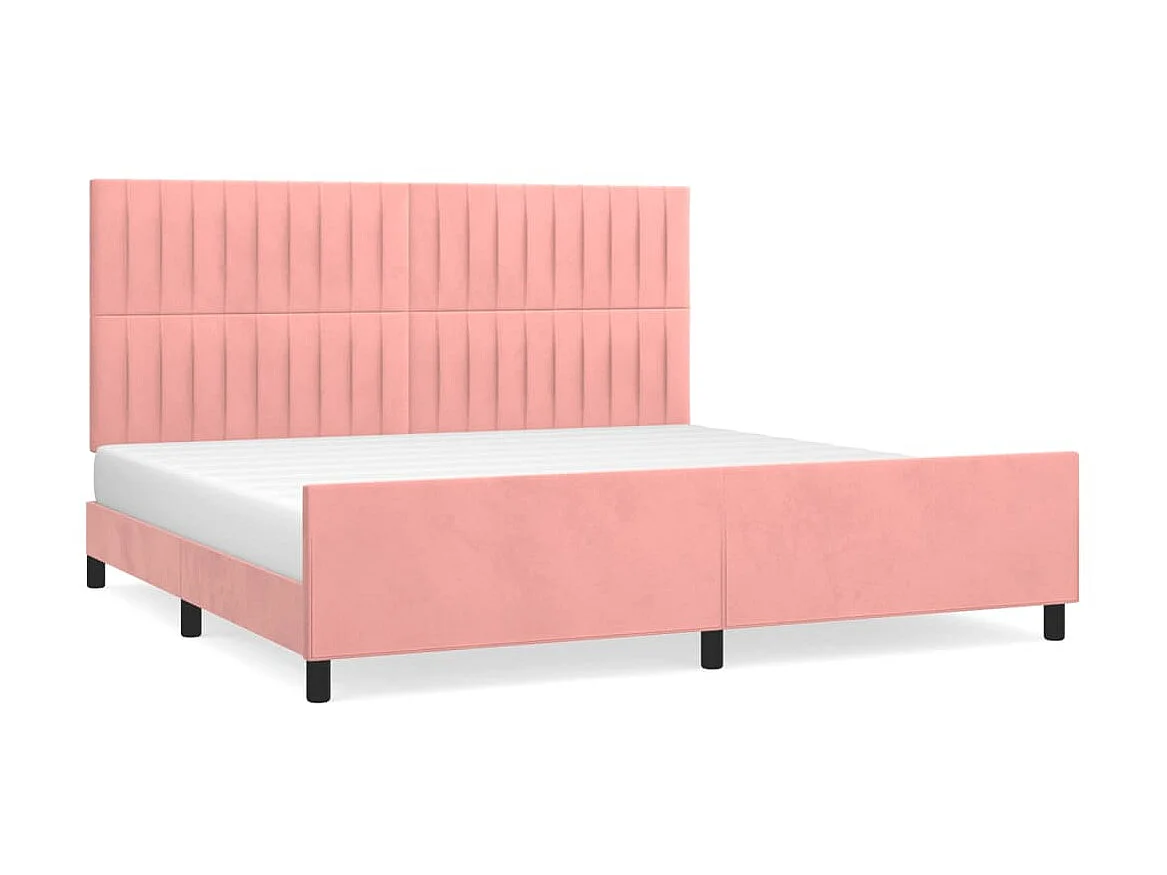 Bedframe met hoofdeinde fluweel roze 200x200 cm NL12655