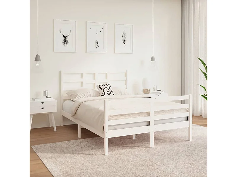 Lit-120x190 cm Blanc Bois massif Petit Double EGGB40734