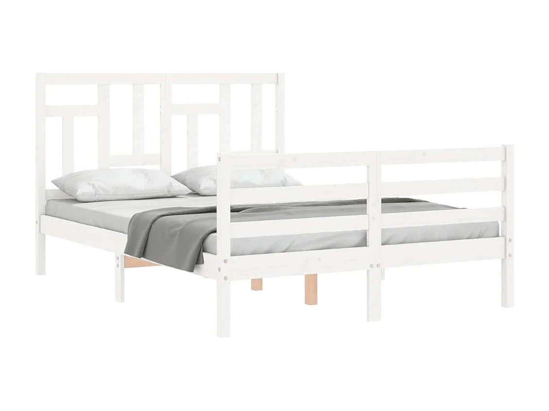 Cama com cabeceira 140x190cm madeira maciça branco PT932791