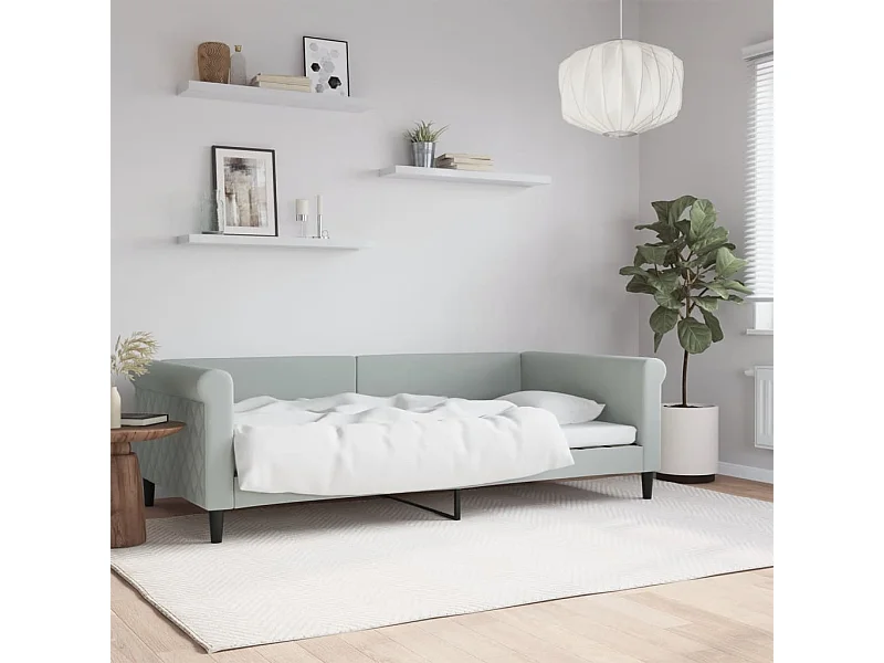 Lit-100x200 cm de repos gris clair velours EGGB41646