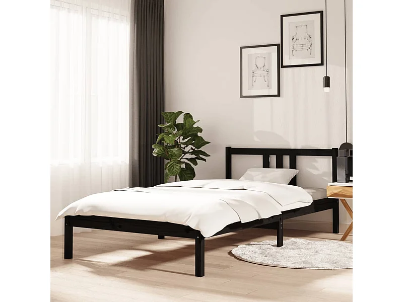 Bedframe massief hout zwart 100x200 cm NL38662