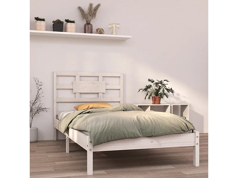 Cama solteiro 90x190 cm madeira maciça branco PT270257