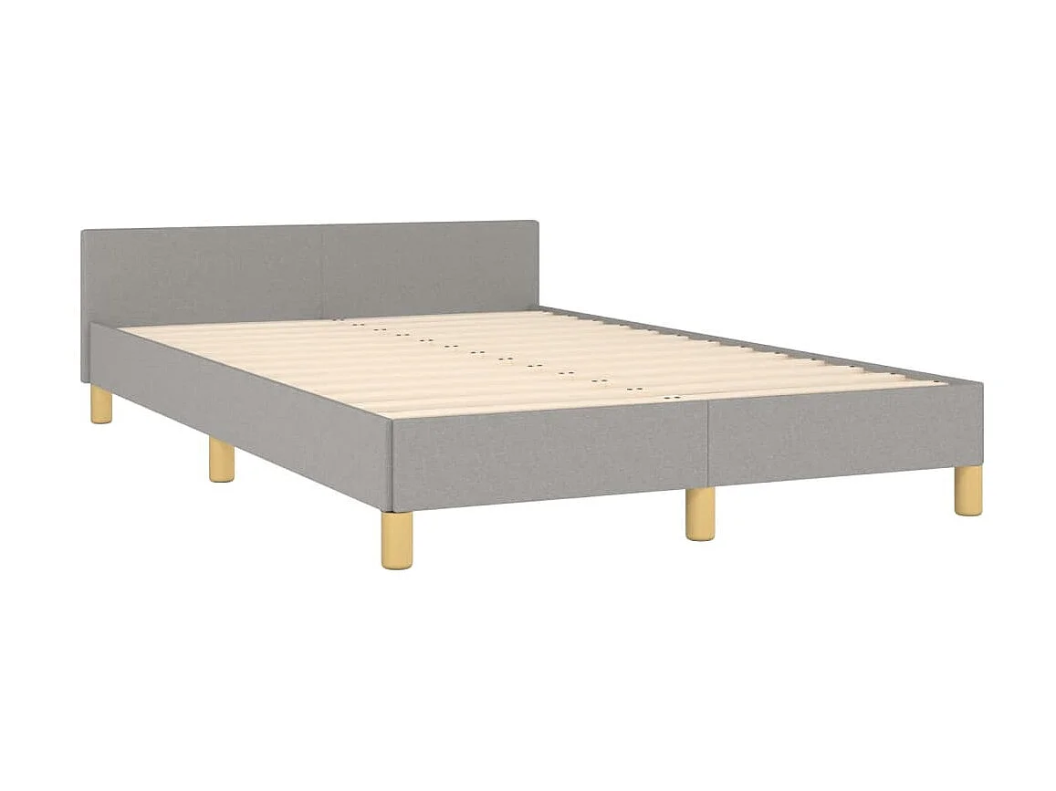 Lit-120x200 cm avec tête de lit Gris clair Tissu EGGB36048