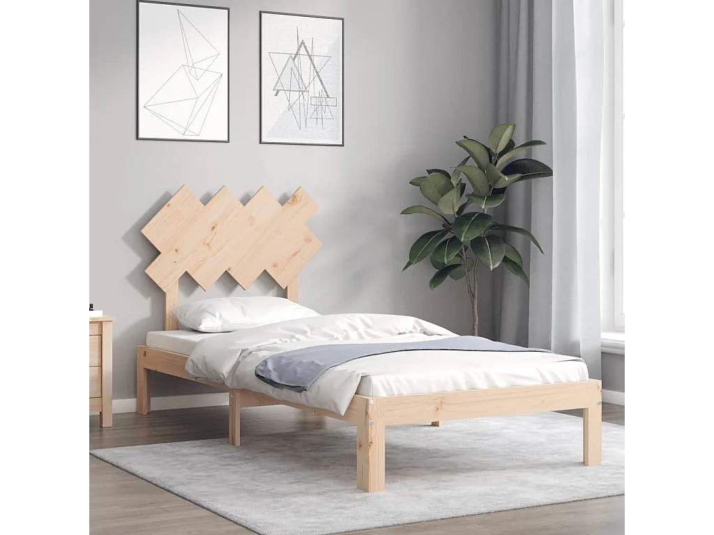 Lit-90x200 cm avec tête de lit bois massif EGGB80497