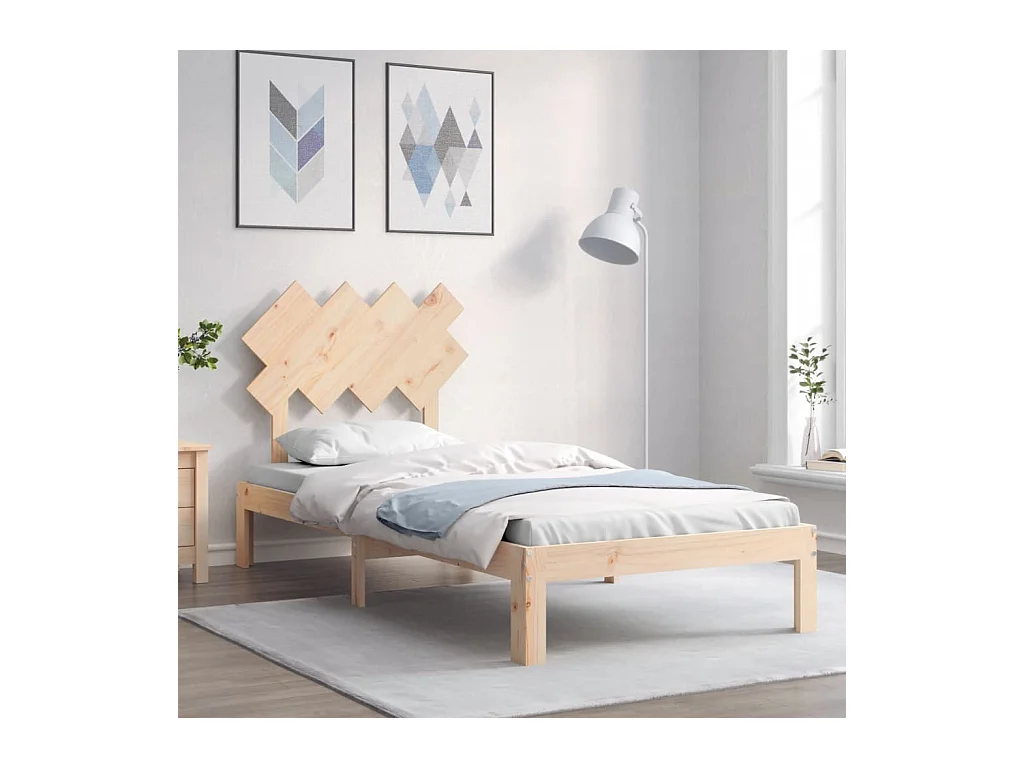 Lit-90x200 cm avec tête de lit bois massif EGGB80497