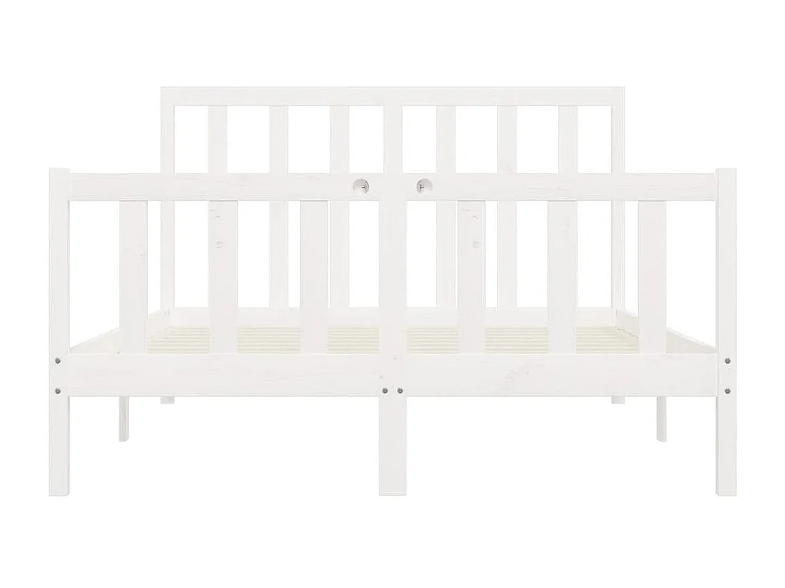 Cama 140x200 cm madeira maciça branco PT358915